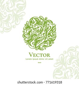 Vector organic emblem. Can be used for organic products, jewelry, beauty and fashion industry. Great for logo, invitation, flyer, menu, brochure, business card, banner, background or any desired idea.