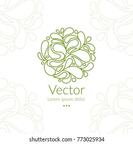Vector organic emblem. Can be used for organic products, jewelry, beauty and fashion industry. Great for logo, invitation, flyer, menu, brochure, business card, banner, background or any desired idea.