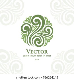 Vector organic emblem. Can be used for organic products, jewelry, beauty and fashion industry. Great for logo, invitation, flyer, menu, brochure, business card, banner, background or any desired idea.