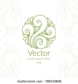 Vector organic emblem. Can be used for organic products, jewelry, beauty and fashion industry. Great for logo, invitation, flyer, menu, brochure, business card, banner, background or any desired idea.