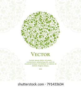 Vector organic emblem. Can be used for organic products, jewelry, beauty and fashion industry. Great for logo, invitation, flyer, menu, brochure, business card, banner, background or any desired idea.