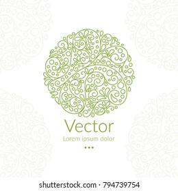 Vector organic emblem. Can be used for organic products, jewelry, beauty and fashion industry. Great for logo, invitation, flyer, menu, brochure, business card, banner, background or any desired idea.