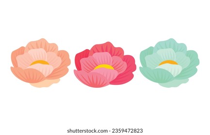 Colección de flores planas orgánicas vectoriales.