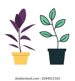 Vector organic flat houseplant collection.