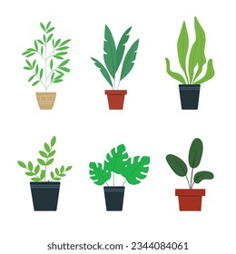 Vector organic flat houseplant collection.