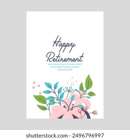 Vector organic flat retirement greeting card template