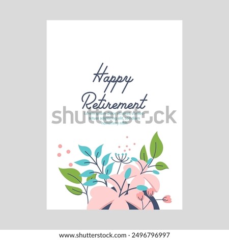 Vector organic flat retirement greeting card template