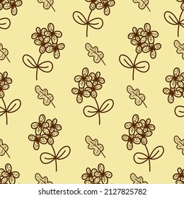 Vector organic floral seamless pattern background, botanical motif, freehand doodles pattern