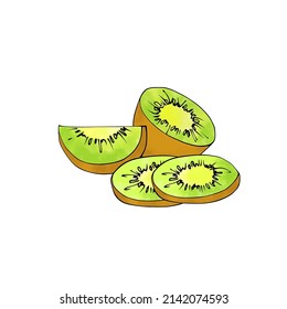Vector organic kiwi with white background.