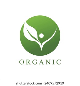 Vector organic label natural leaf green vector