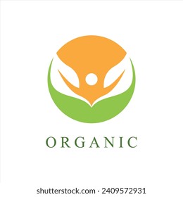 Vector organic label natural leaf green vector