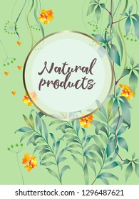Vector organic labels, bio emblems for restaurants menu, natural products packaging. 100% natural, vegan, eco friendly, organic food labels. 
