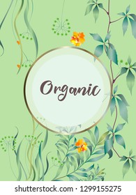 Vector organic labels, bio emblems for restaurants menu, natural products packaging. 100% natural, vegan, eco friendly, organic food labels.