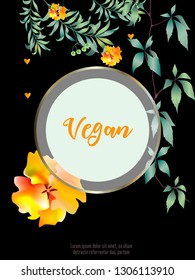 Vector organic labels, bio emblems for restaurants menu, natural products packaging. 100% natural, vegan, eco friendly, organic food labels. 