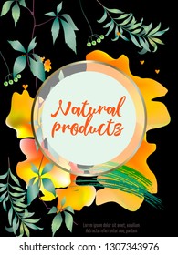 Vector organic labels, bio emblems for restaurants menu, natural products packaging. 100% natural, vegan, eco friendly, organic food labels. 