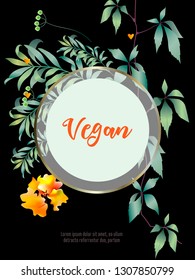 Vector organic labels, bio emblems for restaurants menu, natural products packaging. 100% natural, vegan, eco friendly, organic food labels. 
