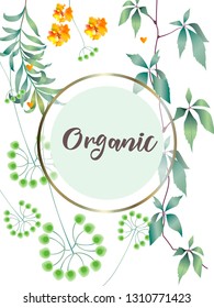 Vector organic labels, bio emblems for restaurants menu, natural products packaging. 100% natural, vegan, eco friendly, organic food labels. 