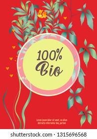 Vector organic labels, bio emblems for restaurants menu, natural products packaging. 100 percent natural, vegan, eco friendly, organic food labels. 