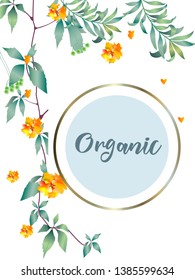 Vector organic labels, bio emblems for restaurants menu, natural products packaging. 100% natural, vegan, eco friendly, organic food labels.