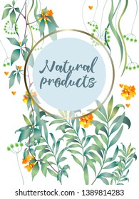 Vector organic labels, bio emblems for restaurants menu, natural products packaging. 100% natural, vegan, eco friendly, organic food labels. 