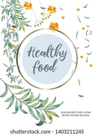 Vector organic labels, bio emblems for restaurants menu, natural products packaging. 100% natural, vegan, eco friendly, organic food labels. 