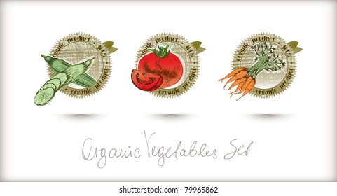 Vector organic labels set. Very detailed hand drawn with high quality.