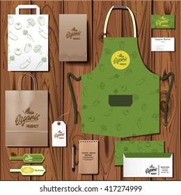 Vector Organic Market corporate identity template design set. Branding mock up.
