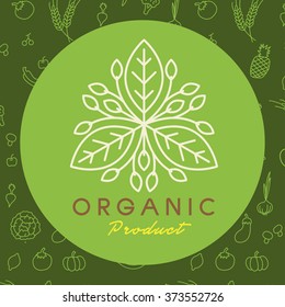 Vector organic and natural emblem and logo design template, logo design templates and mono line badges for packaging ,vector illustration