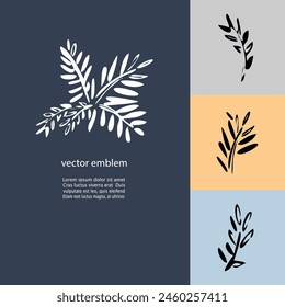 Vector organic and natural plant emblems and logo design templates -  ecology concept or natural cosmetics . Yand drawn leafs. Colorful variations.