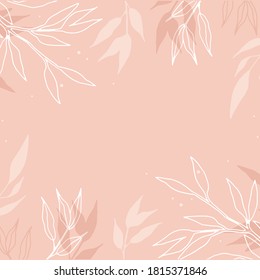 Vector organic pattern. Seamless texture of plants drawn lines. Stylish leaves light grey background. Modern wallpaper or textile print