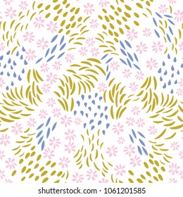Vector organic seamless abstract background, botanical motif, freehand doodles pattern.