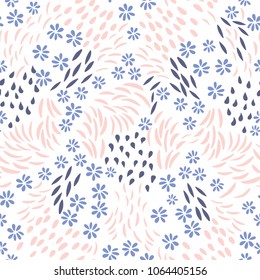 Vector organic seamless abstract background, botanical motif, freehand doodles pattern.