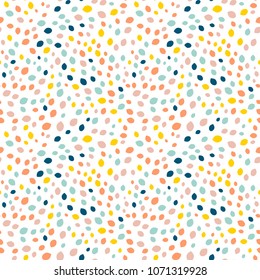 Vector organic seamless abstract background, botanical motif with stylized small leaves, freehand doodles pattern.