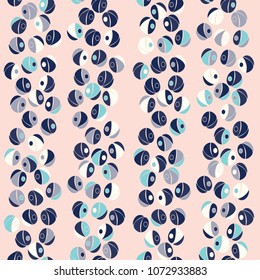 Vector organic seamless abstract background, simple geometric motif, freehand doodles pattern.