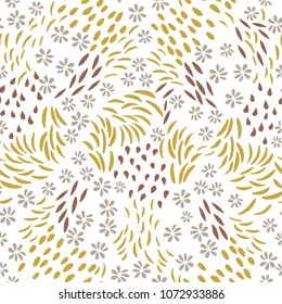 Vector organic seamless abstract background, botanical motif, freehand doodles pattern.