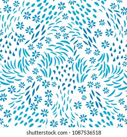 Vector organic seamless abstract background, botanical motif, freehand doodles pattern.