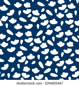 Vector organic seamless abstract background, botanical motif with stylized small leaves, freehand doodles pattern.
