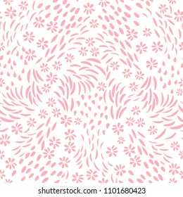 Vector organic seamless abstract background, botanical motif, freehand doodles pattern.