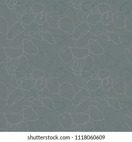Vector organic seamless abstract background, botanical motif with stylized leaves, freehand doodles pattern.