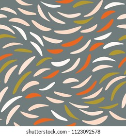 Vector organic seamless abstract background, botanical motif with stylized leaves, freehand doodles pattern.