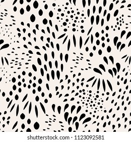 Vector organic seamless abstract background, botanical motif, freehand doodles pattern with stylized flowers, leaves, berries and simple shapes.