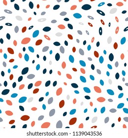 Vector organic seamless abstract background, botanical motif with stylized small leaves, freehand doodles pattern.