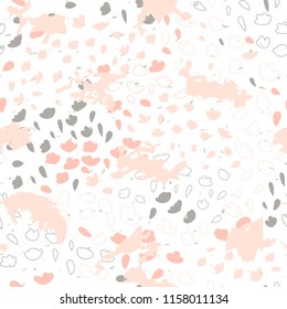 Vector organic seamless abstract background, botanical motif with stylized small leaves and texture, freehand doodles pattern.