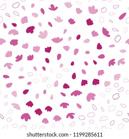 Vector organic seamless abstract background, botanical motif with stylized small leaves, freehand doodles pattern.