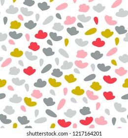 Vector organic seamless abstract background, botanical motif with stylized small leaves, freehand doodles pattern.