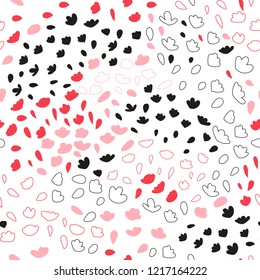 Vector organic seamless abstract background, botanical motif with stylized small leaves, freehand doodles pattern.