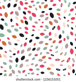 Vector organic seamless abstract background, botanical motif with stylized small leaves, freehand doodles pattern.
