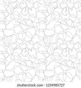Vector organic seamless abstract background, botanical motif with stylized leaves, freehand doodles pattern.