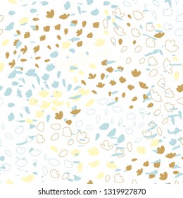 Vector organic seamless abstract background, botanical motif with stylized small leaves and texture, freehand doodles pattern.