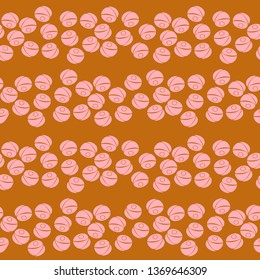 Vector organic seamless abstract background, simple geometric motif, freehand doodles pattern.